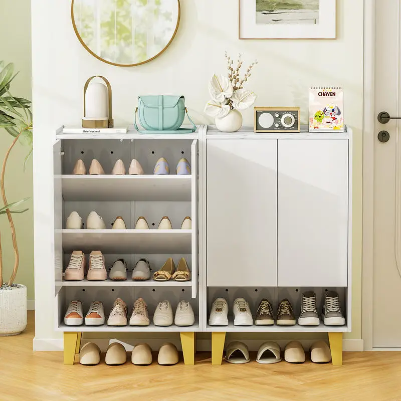 5-Tier Shoe Cabinet with Faux Marble Countertop and Flat Tilting Shelves-White
5-Tier Shoe Cabinet with Faux Marble Countertop and Flat Tilting Shelves-White
