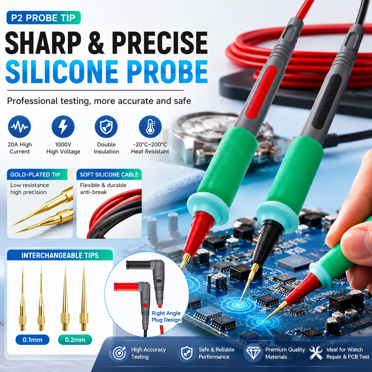 XZZ P2 1000V 20A Superconducting Multimeter Probe Lead Pen Precision Test Cable for Digital Current Voltage Measurement Tool Kit
XZZ P2 1000V 20A Superconducting Multimeter Probe Lead Pen Precision Test Cable for Digital Current Voltage Measurement Tool Kit