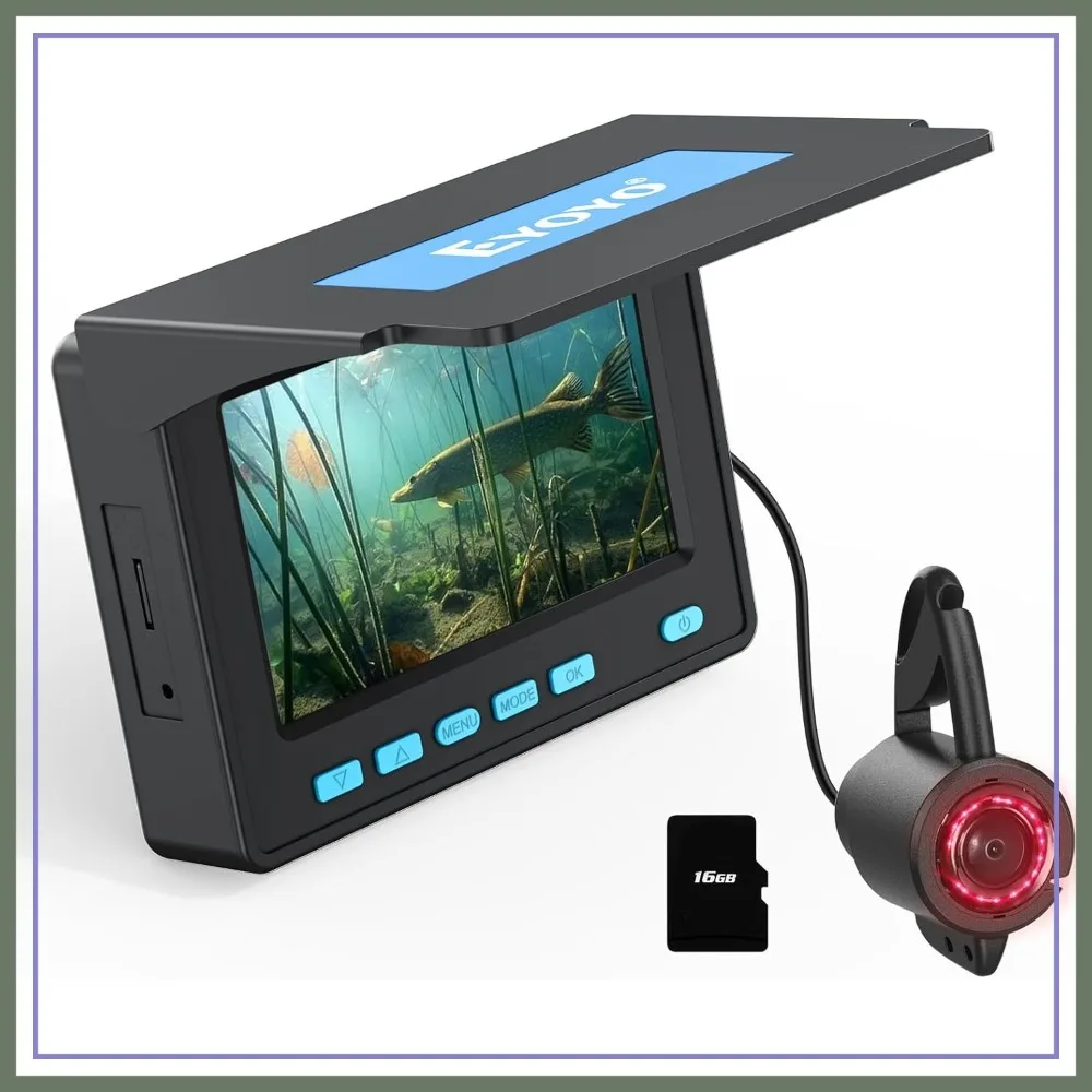 Ice Fishing Camera 4.3-Inch Underwater DVR Portable Fish Finder with 8-Hour Battery, Infrared Lights, Temperature & Depth Detection, 20M Cable for Ice Lake Sea Fishing
Ice Fishing Camera 4.3-Inch Underwater DVR Portable Fish Finder with 8-Hour Battery, Infrared Lights, Temperature & Depth Detection, 20M Cable for Ice Lake Sea Fishing