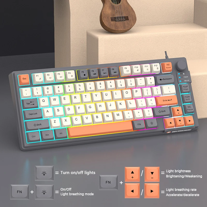Игровая Проводная клавиатура, 81 клавиша, RGB подсветка, механическая клавиатура с ручным ощущением из АБС-пластика, USB для Windows, Mac, аксессуары для ноутбуков и настольных компьютеров
Игровая Проводная клавиатура, 81 клавиша, RGB подсветка, механическая клавиатура с ручным ощущением из АБС-пластика, USB для Windows, Mac, аксессуары для ноутбуков и настольных компьютеров