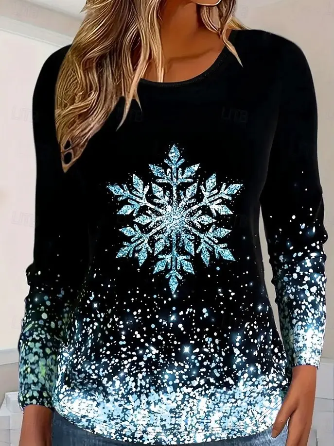 Christmas snowflake Women's Long Sleeved T-shirt Fashion Christmas Holiday gifts Tops Casual Harajuku Animal Women's Clothing
Christmas snowflake Women's Long Sleeved T-shirt Fashion Christmas Holiday gifts Tops Casual Harajuku Animal Women's Clothing