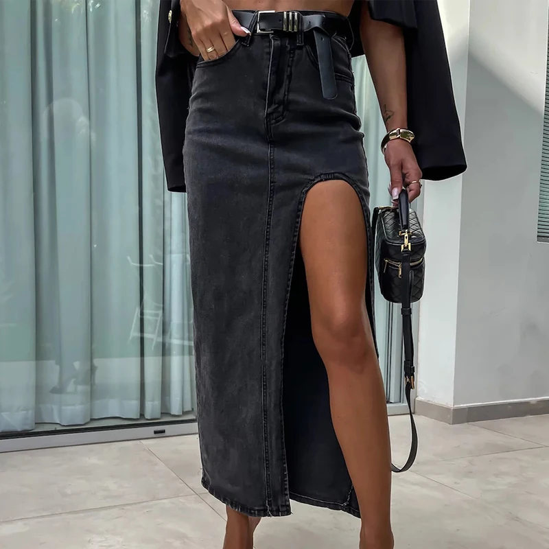 Vintage Streetwear High Waist Denim Skirts Women 2024 Spring Solid Split Irregular Long Skirt Summer Elegant Pocket A-Line Skirt
Vintage Streetwear High Waist Denim Skirts Women 2024 Spring Solid Split Irregular Long Skirt Summer Elegant Pocket A-Line Skirt