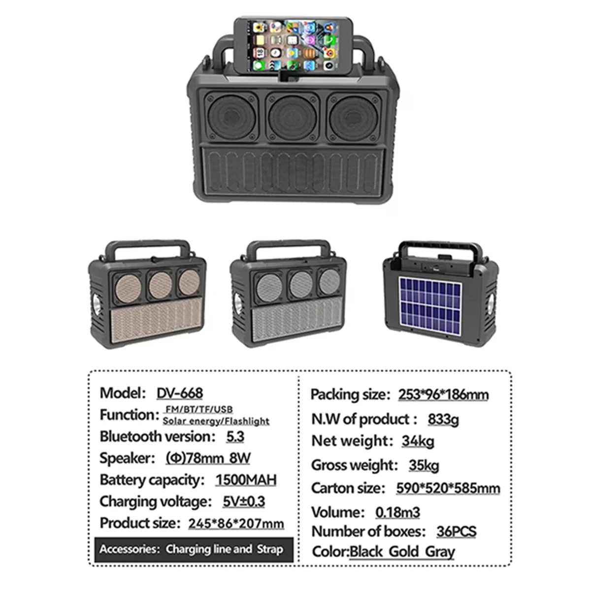 Efficient Solar Wireless Bluetooth Speaker Protable FM Radio Speakers Silver
Efficient Solar Wireless Bluetooth Speaker Protable FM Radio Speakers Silver