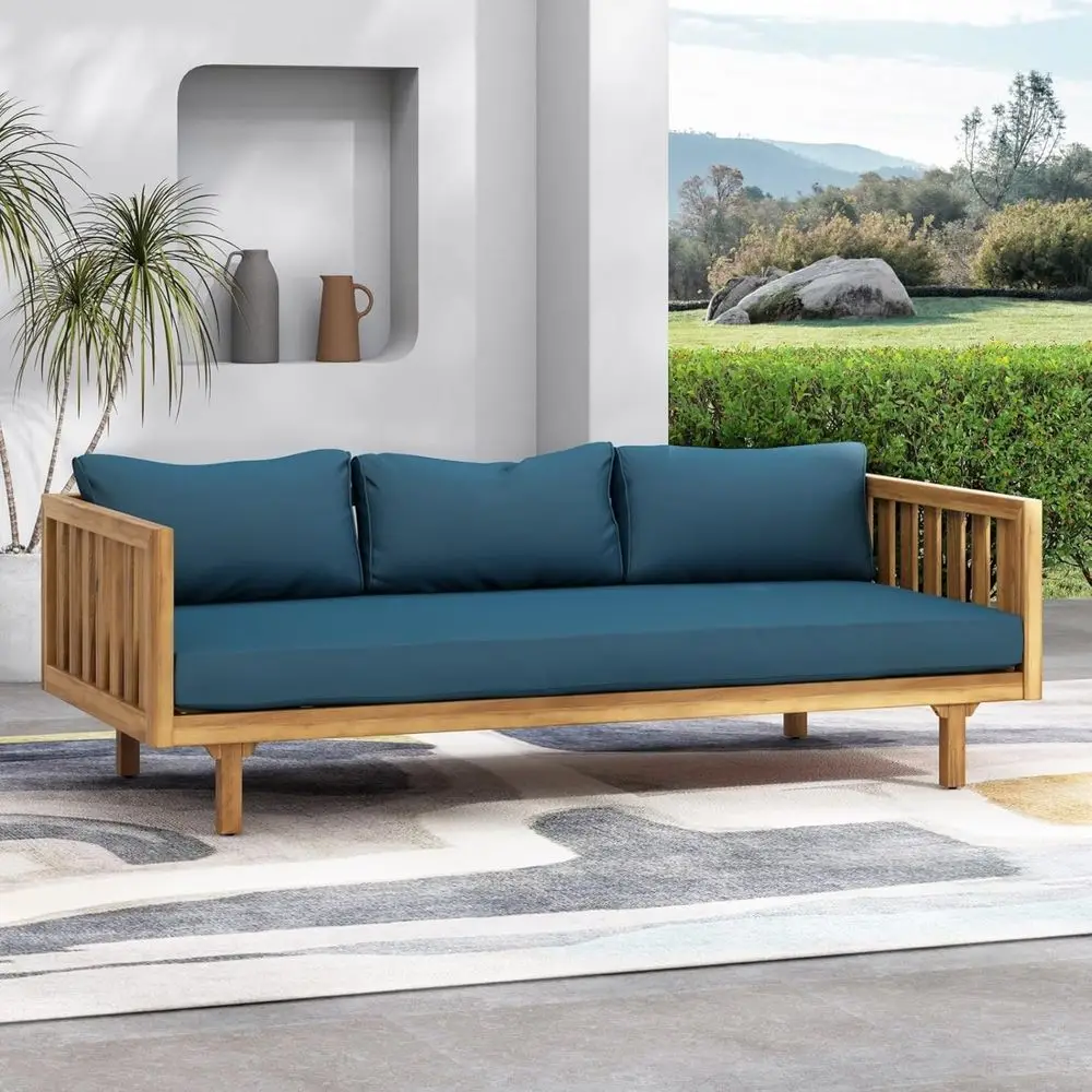 3-Seater Acacia Wood Daybed with Water-Resistant Cushions for Outdoor Patio and Garden, Blue
3-Seater Acacia Wood Daybed with Water-Resistant Cushions for Outdoor Patio and Garden, Blue