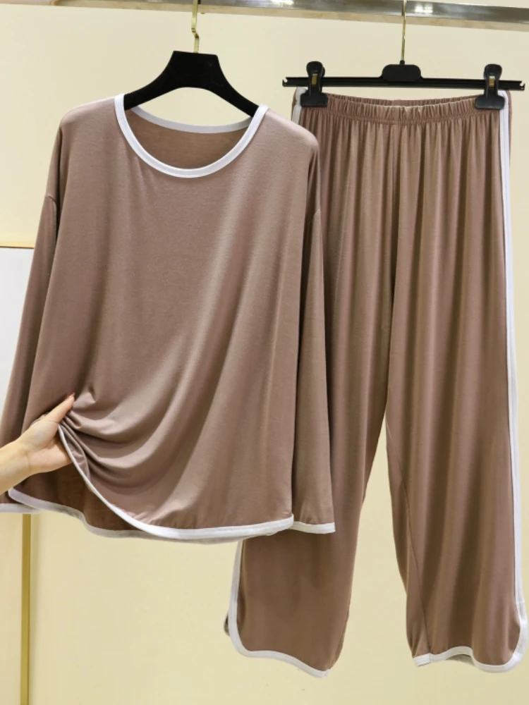 Повседневный комплект из модала, женская тонкая длинная свободная домашняя одежда из двух предметов Sve, которую можно носить на улице, удобная домашняя мода
Повседневный комплект из модала, женская тонкая длинная свободная домашняя одежда из двух предметов Sve, которую можно носить на улице, удобная домашняя мода