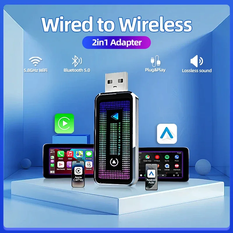 Wireless Carplay Adapter Android Auto Wireless Smart Dongle 2in1 For Volvo Benz Audi Kia Hyundai VW Mazda Cadillac MG Peugeot
Wireless Carplay Adapter Android Auto Wireless Smart Dongle 2in1 For Volvo Benz Audi Kia Hyundai VW Mazda Cadillac MG Peugeot