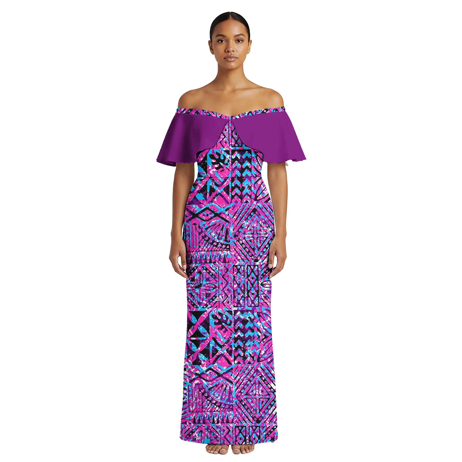Custom Samoan Vacation Women Wear Polynesian Clothes Oversize Bridesmaid Skirts Ruffled Cape Tribal Design Ladies Hawaiian Dress
Custom Samoan Vacation Women Wear Polynesian Clothes Oversize Bridesmaid Skirts Ruffled Cape Tribal Design Ladies Hawaiian Dress