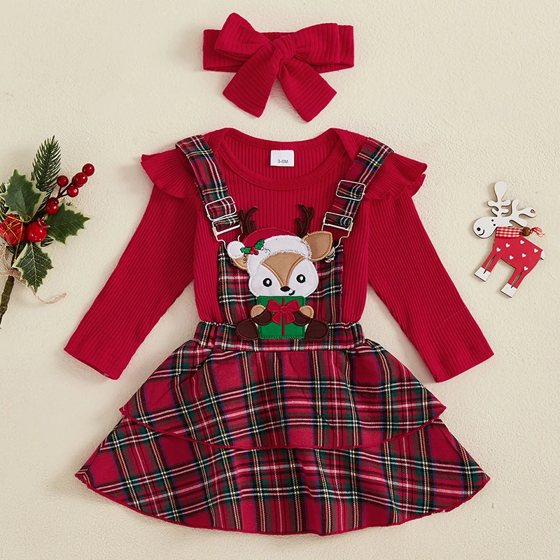 Infant Baby Girls Clothes Sets Long Sleeve Romper Deer Embroidery Plaid Skirt Headband Costume
Infant Baby Girls Clothes Sets Long Sleeve Romper Deer Embroidery Plaid Skirt Headband Costume