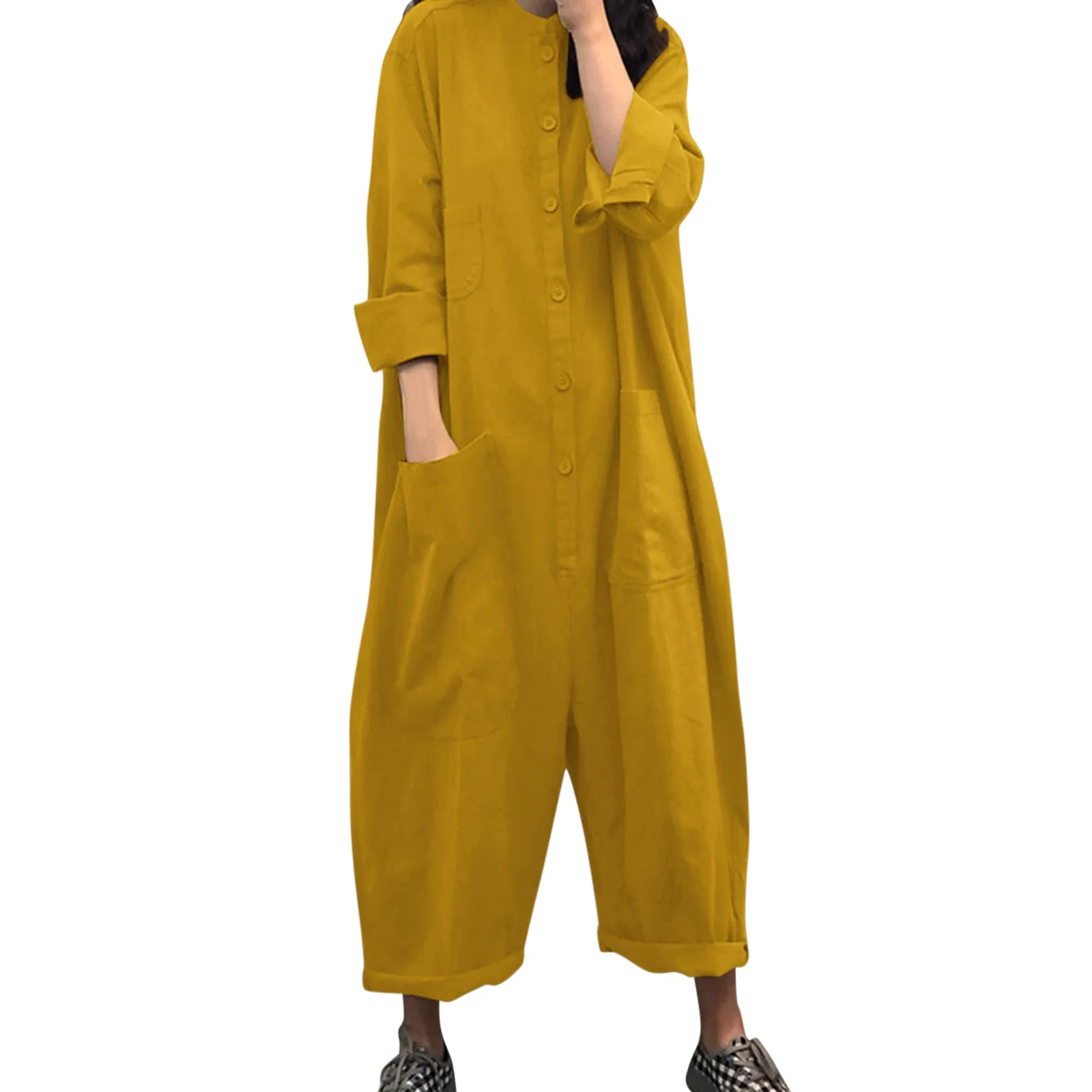 Jumpsuits women 2026 rompers multi-pocket solid color button open stitch pocket long sleeve jumpsuits women's clothing
Jumpsuits women 2026 rompers multi-pocket solid color button open stitch pocket long sleeve jumpsuits women's clothing