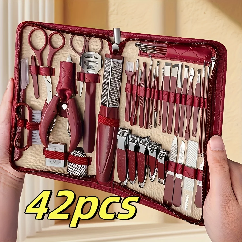 Red 42pcs set Manicure And Pedicure Kit - Toenail Clippers for Thick Nails, Modern Style Nail Clipper Set with Straight Edge
Red 42pcs set Manicure And Pedicure Kit - Toenail Clippers for Thick Nails, Modern Style Nail Clipper Set with Straight Edge