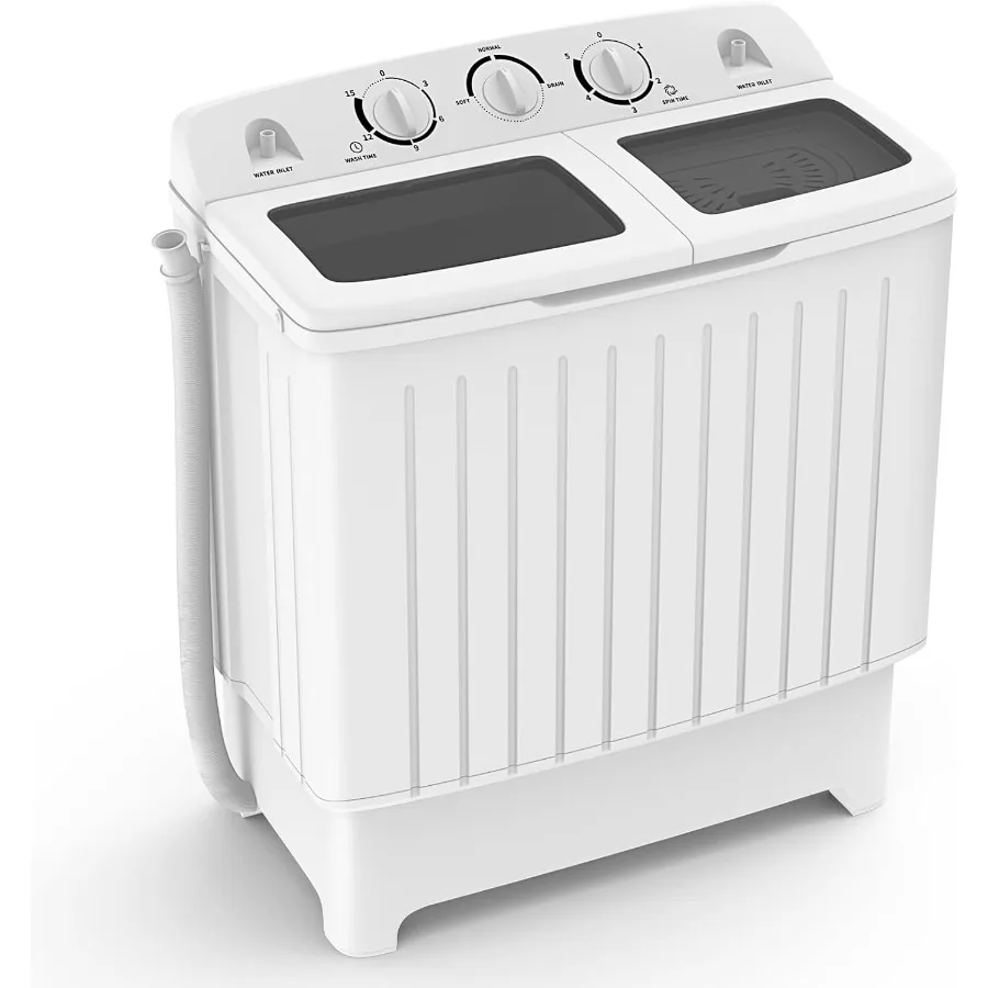 Portable Washing Machine Twin Tub Compact Laundry Washer w/Built-in Gravity Drain 20 lbs Capacity 12 lbs Washing 8 Pound Spinni
Portable Washing Machine Twin Tub Compact Laundry Washer w/Built-in Gravity Drain 20 lbs Capacity 12 lbs Washing 8 Pound Spinni