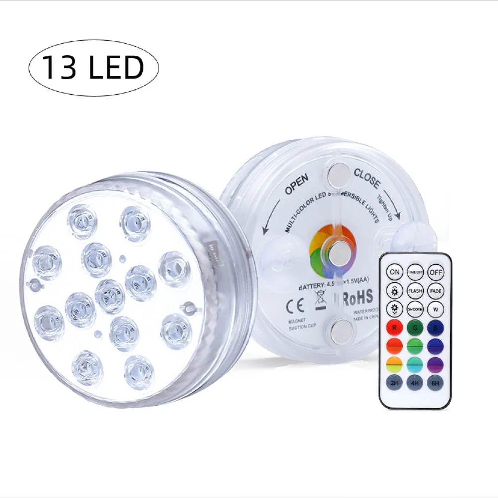 Battery Powered 13 Leds RGB Colors Submersible Lamp Waterproof Decoration with Remote Controller for Pond,Fountain, Party,
Battery Powered 13 Leds RGB Colors Submersible Lamp Waterproof Decoration with Remote Controller for Pond,Fountain, Party,