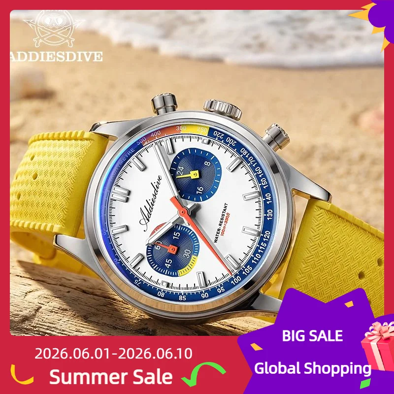 ADDIESDIVE 38MM AD2549 100M Waterproof Bubble Mirror Glass Wristwatch Chronograph BGW9 Luminous Wristwatches Relogios Masculino
ADDIESDIVE 38MM AD2549 100M Waterproof Bubble Mirror Glass Wristwatch Chronograph BGW9 Luminous Wristwatches Relogios Masculino