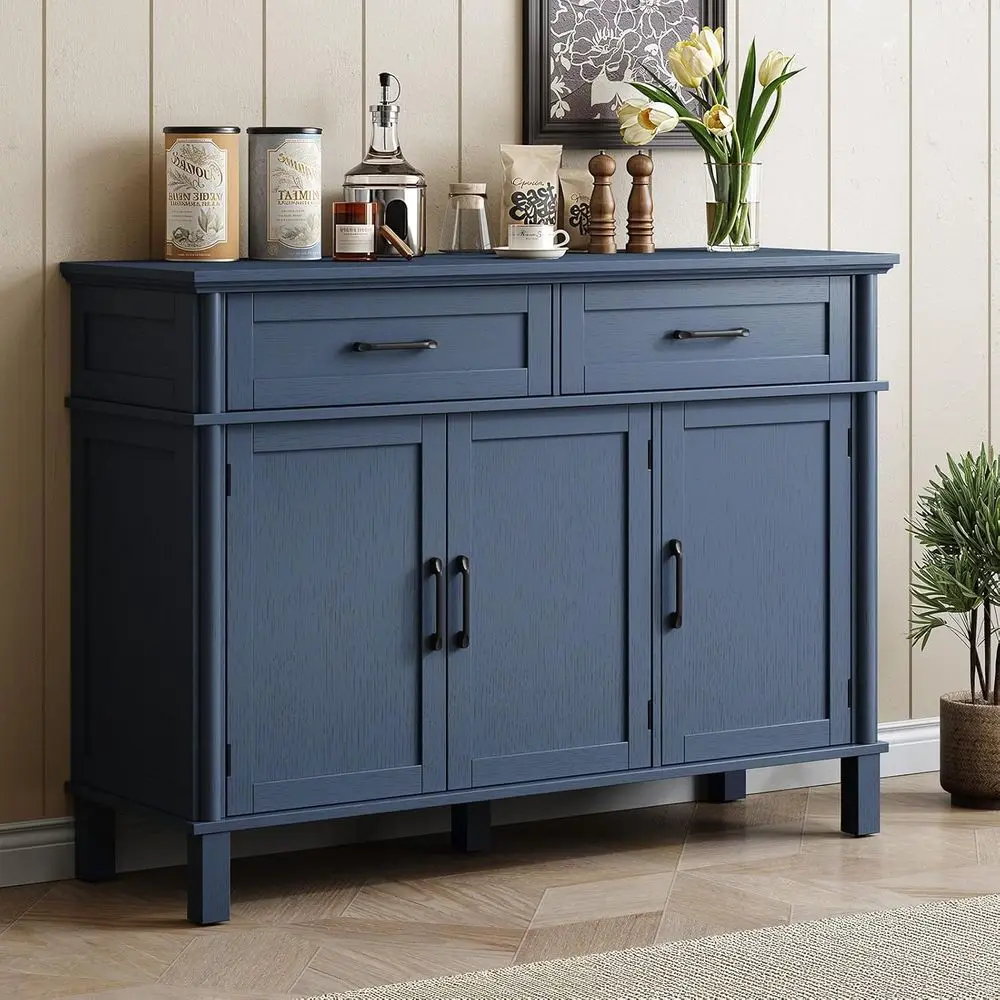 48 Storage Sideboard with 2 Drawers and 3 Doors, Adjustable Shelving, Blue
48 Storage Sideboard with 2 Drawers and 3 Doors, Adjustable Shelving, Blue