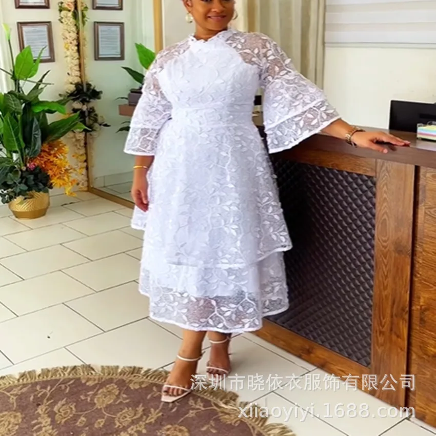 African Lace Dresses For Women In Clothing Puff Sleeve Robes 2025 Summer Fashion Sexy Hollow Streetwear African Midi Dress
African Lace Dresses For Women In Clothing Puff Sleeve Robes 2025 Summer Fashion Sexy Hollow Streetwear African Midi Dress