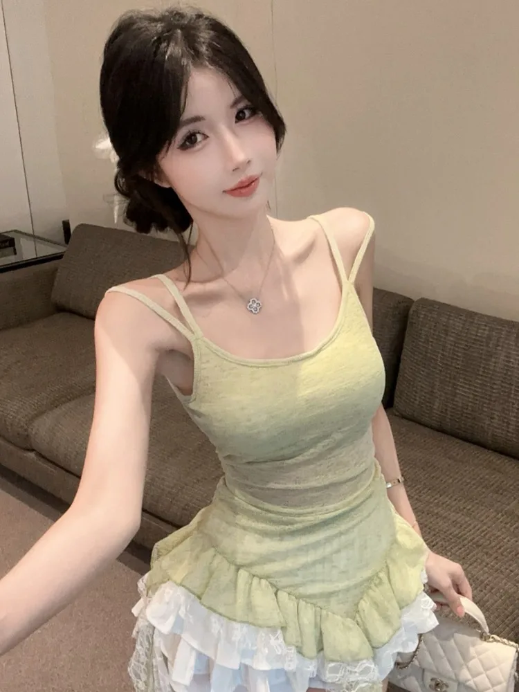 Lace Splice High Waist Short Skirt Set Women's Summer New Style Slimming Pleated Midi Dress Irregular Strap Lace Trim Casual
Lace Splice High Waist Short Skirt Set Women's Summer New Style Slimming Pleated Midi Dress Irregular Strap Lace Trim Casual