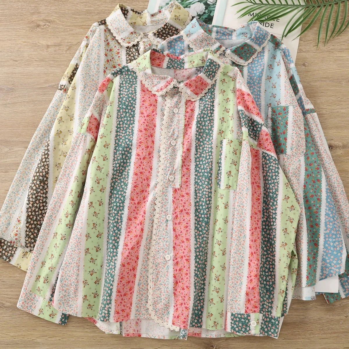 2025 Aesthetic blouses mori girl yellow blue green print patchwork shirts long sleeve tops cotton summer women's clothing
2025 Aesthetic blouses mori girl yellow blue green print patchwork shirts long sleeve tops cotton summer women's clothing