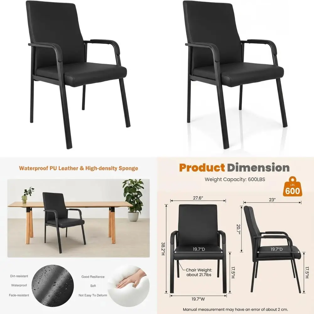 Black High-Back Guest Chair for Conference Rooms, 600 lbs Capacity, Padded Arms, No Casters - 1 Pack
Black High-Back Guest Chair for Conference Rooms, 600 lbs Capacity, Padded Arms, No Casters - 1 Pack