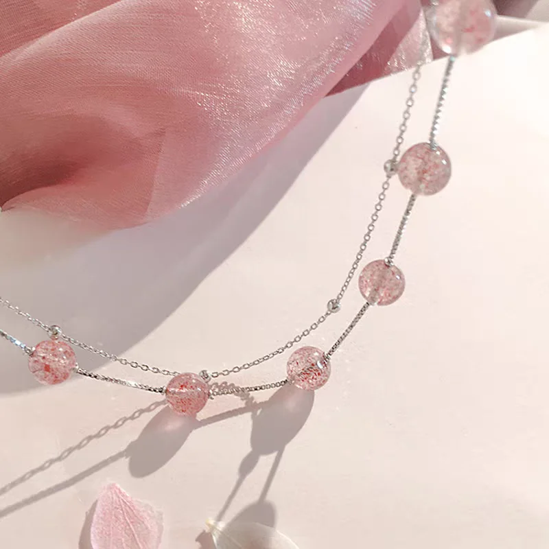 925 Sterling Silver Fresh Cute Pink Round Beads Double Layer Bracelet Korean Version Fashionable Exquisite Gift for Girls
925 Sterling Silver Fresh Cute Pink Round Beads Double Layer Bracelet Korean Version Fashionable Exquisite Gift for Girls