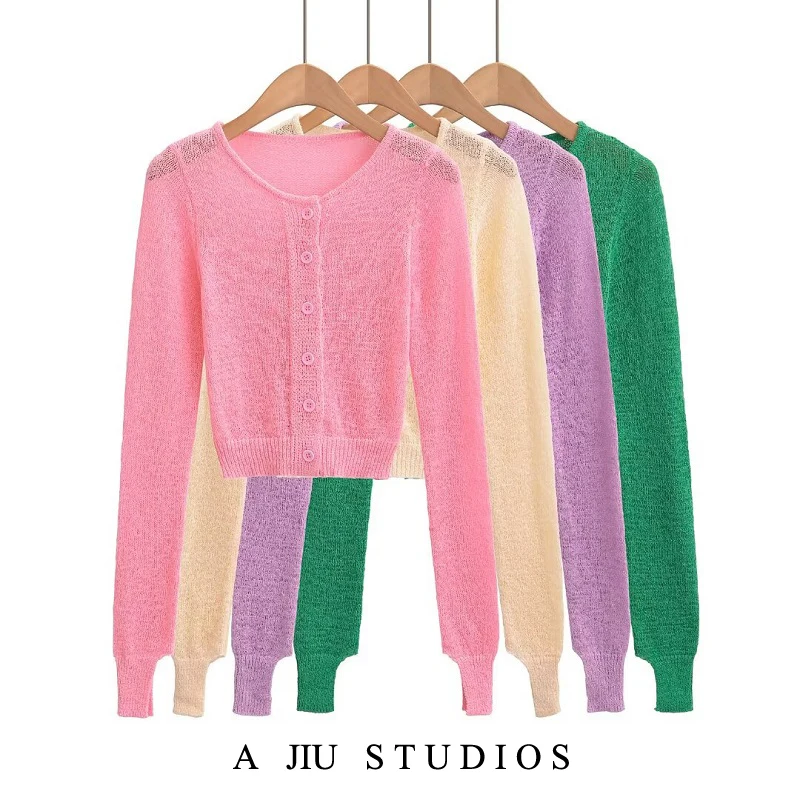 aron Color Knitted ort Sve Cardigan Women's Lightweight round Ne Open Front Street Sle Slim Fit Spring Summer Top
aron Color Knitted ort Sve Cardigan Women's Lightweight round Ne Open Front Street Sle Slim Fit Spring Summer Top