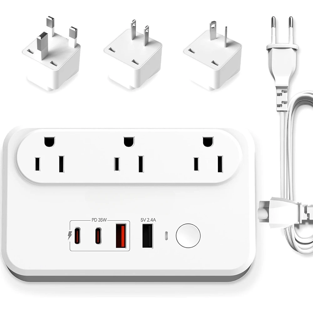 220V to 110V Converter, Universal Travel Adapter with 35W PD, 2 USB-A, 2 USB-C. US/EU/AU/UK Plugs
220V to 110V Converter, Universal Travel Adapter with 35W PD, 2 USB-A, 2 USB-C. US/EU/AU/UK Plugs