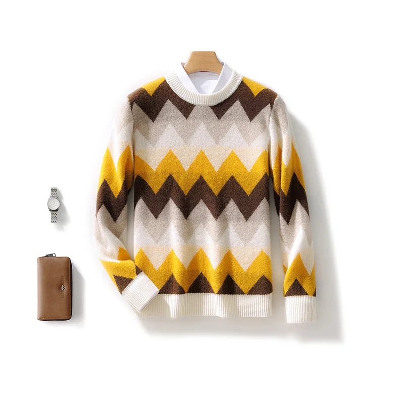 100% Merino Wool O-Neck Knitted Sweater Pullover Cashmere Men's Long Sleeves Color-Blocking Fashion Soft Casual Clothing Top
100% Merino Wool O-Neck Knitted Sweater Pullover Cashmere Men's Long Sleeves Color-Blocking Fashion Soft Casual Clothing Top