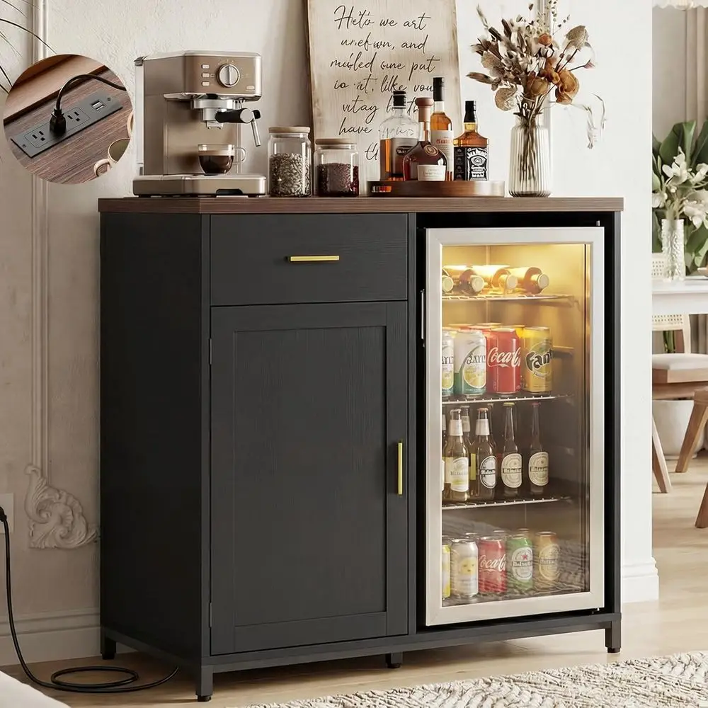Compact Wine Cabinet with Storage, Power Outlet, and Glass Holder for Home Bar or Dining Area, Black
Compact Wine Cabinet with Storage, Power Outlet, and Glass Holder for Home Bar or Dining Area, Black