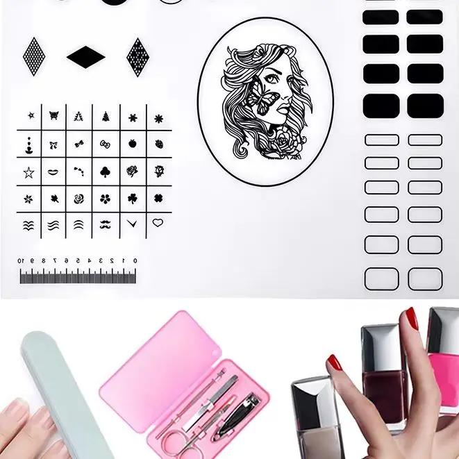 Набор для обучения дизайну ногтей: силиконовая подставка для дисплея и настольный коврик с наклейками - инструмент для обучения шаблонов для ногтей для нанесения
Набор для обучения дизайну ногтей: силиконовая подставка для дисплея и настольный коврик с наклейками - инструмент для обучения шаблонов для ногтей для нанесения