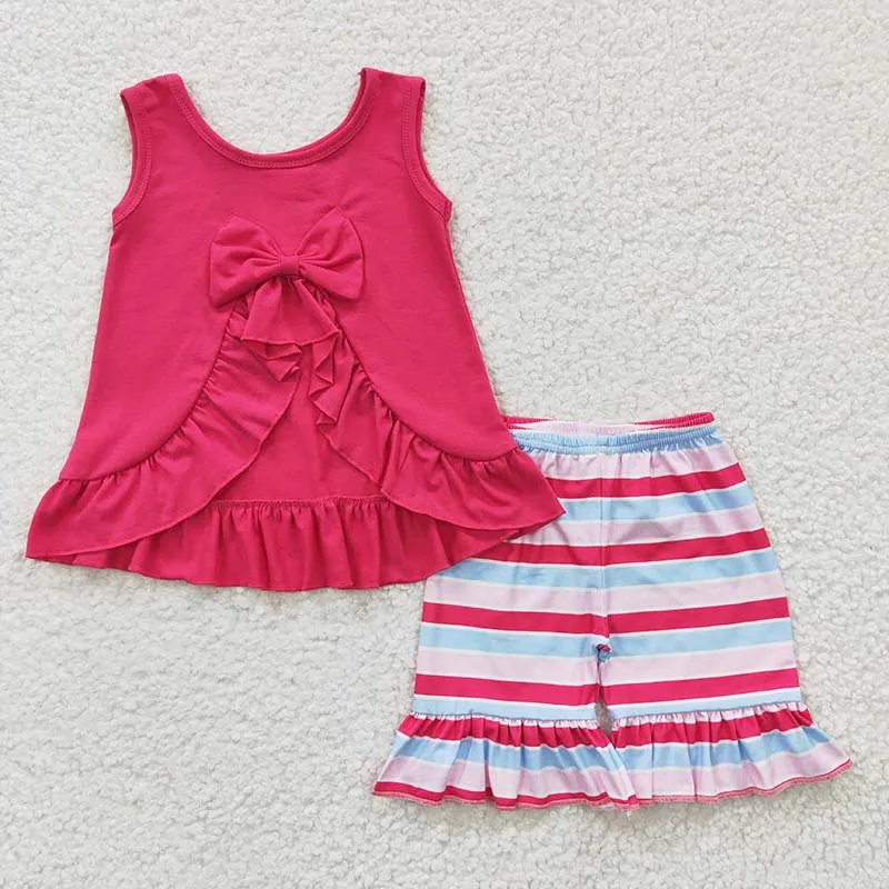 Wholesale Toddler Outfit Baby Girl Cotton Bow Open Back Tank Top Striped Ruffle Shorts Spring Fall Children Kid Infant New Set
Wholesale Toddler Outfit Baby Girl Cotton Bow Open Back Tank Top Striped Ruffle Shorts Spring Fall Children Kid Infant New Set