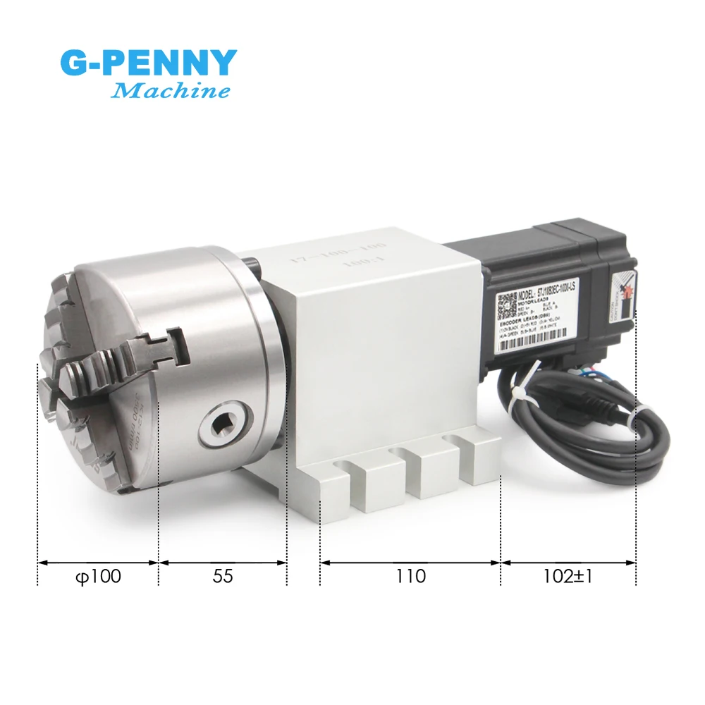 4th Axis 3/4Jaw 2N.m 80/100mm CNC Dividing Head/Rotation Axis/A Axis 2N.m Closed Loop Stepper Motor & Tailstock Changeable Head
4th Axis 3/4Jaw 2N.m 80/100mm CNC Dividing Head/Rotation Axis/A Axis 2N.m Closed Loop Stepper Motor & Tailstock Changeable Head