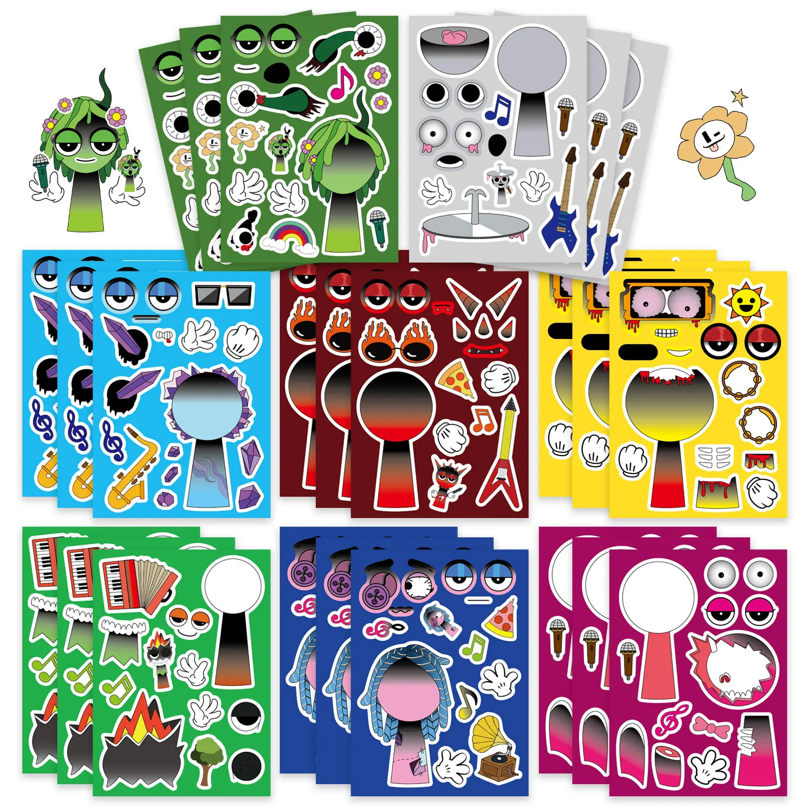 8/16Sheets New Funny Dark Incredibox Sprunki Music Game Characters Puzzle Stickers Original Disassembly and Combination Stickers
8/16Sheets New Funny Dark Incredibox Sprunki Music Game Characters Puzzle Stickers Original Disassembly and Combination Stickers