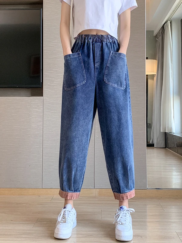 Women's Casual Denim Jeans Loose Slimming Artistic Color Block Nine-Tenths Harlan Pants High Waist Cotton Breathable Spring
Women's Casual Denim Jeans Loose Slimming Artistic Color Block Nine-Tenths Harlan Pants High Waist Cotton Breathable Spring