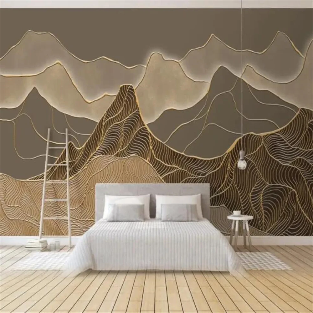 custom Chinese mural abstract gold line wallpaper for living room landscape background retro artistic Mountain Range wall paper
custom Chinese mural abstract gold line wallpaper for living room landscape background retro artistic Mountain Range wall paper