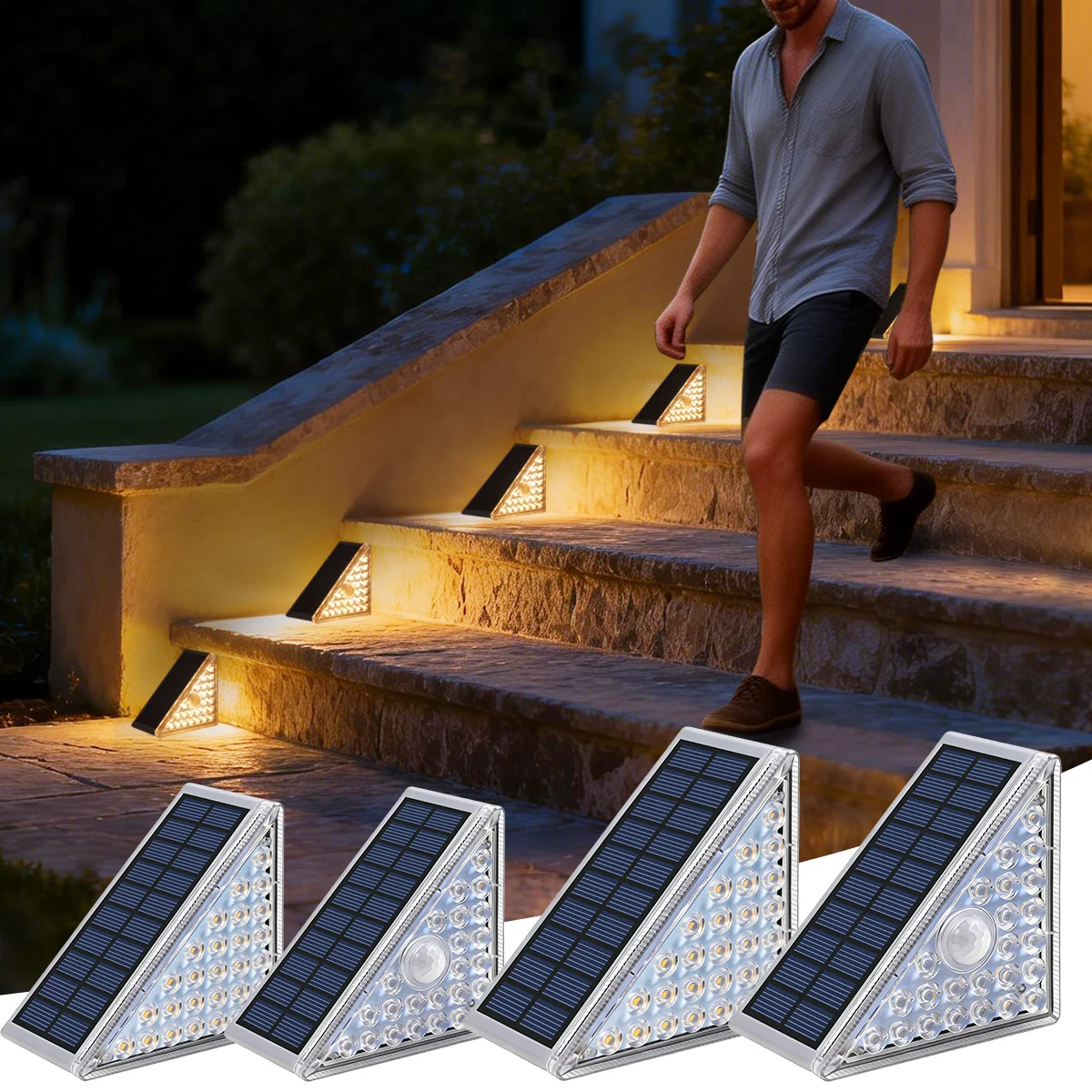 28/24LED Solar Deck Lights for Outside With High Low Brightness Settings Triangle Solar Lights IP65 Waterproof for Stairs Garden
28/24LED Solar Deck Lights for Outside With High Low Brightness Settings Triangle Solar Lights IP65 Waterproof for Stairs Garden