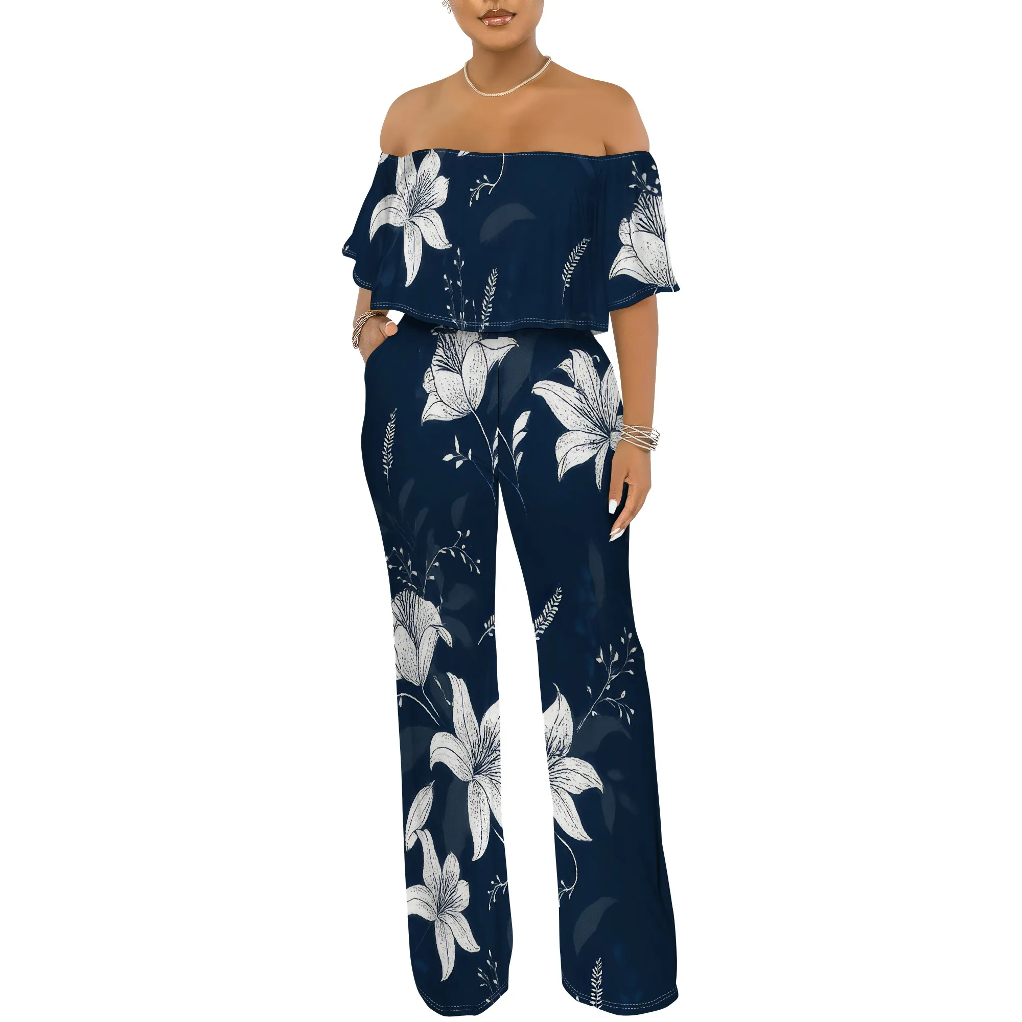 Off Shoulder Tube Top Ruffle Floral Print Jumpsuits for Women Wide Leg Pants Club Party Outfits Jumpsuit with Pockets
Off Shoulder Tube Top Ruffle Floral Print Jumpsuits for Women Wide Leg Pants Club Party Outfits Jumpsuit with Pockets