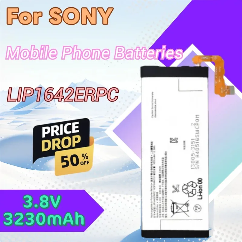 Brand New High Quality 3.8V 3230mAh Replacement Mobile Phone Battery LIP1642ERPC for SONY Xperia XZ Premium G8142 XZP G8141
Brand New High Quality 3.8V 3230mAh Replacement Mobile Phone Battery LIP1642ERPC for SONY Xperia XZ Premium G8142 XZP G8141