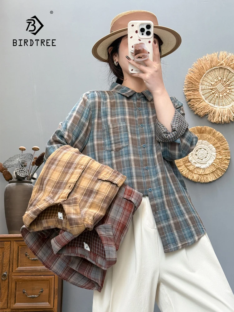 New 2025 Spring Cotton Yarn Long Sleeve Shirt, Women Turn-down Collar Plaid, Mori Girl Vintage Casual Soft Loose Blouse T53104CC
New 2025 Spring Cotton Yarn Long Sleeve Shirt, Women Turn-down Collar Plaid, Mori Girl Vintage Casual Soft Loose Blouse T53104CC