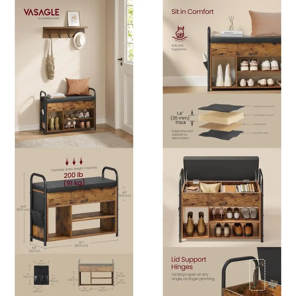 Shoe Storage Bench with Lid, Entryway Furniture, Inner Storage, PU Seats, Handles, Suitable for Entryway, Living Room, Bedroom,
Shoe Storage Bench with Lid, Entryway Furniture, Inner Storage, PU Seats, Handles, Suitable for Entryway, Living Room, Bedroom,