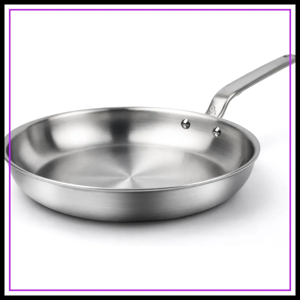10 Inch Stainless Steel Frying Pan - 5 Ply Clad Skillet with Aluminum Core, Even Heating, Induction Ready, Oven Safe
10 Inch Stainless Steel Frying Pan - 5 Ply Clad Skillet with Aluminum Core, Even Heating, Induction Ready, Oven Safe