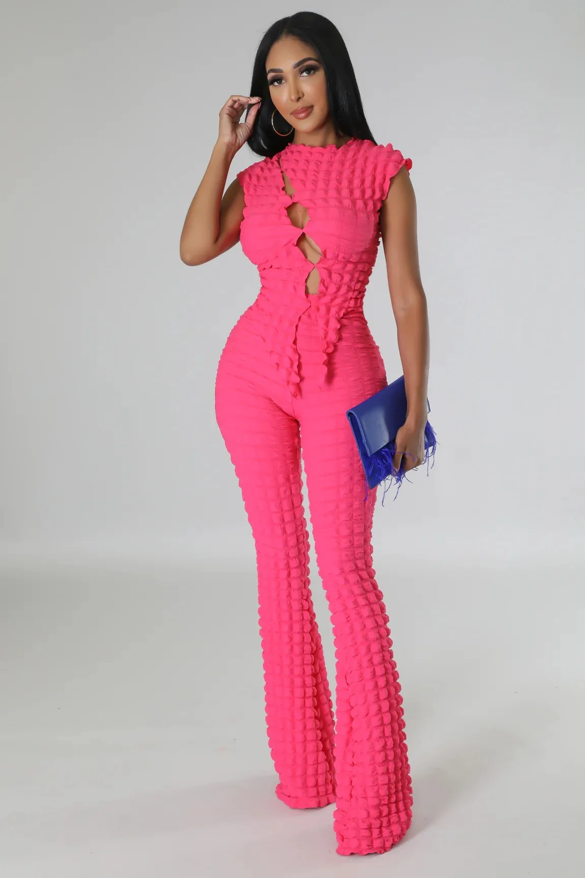 Summer Fashion Sexy Seersucker Stretch Slim Party Two 2 Piece Set Outfit Women Hollow Sleeveless Crop Top+Flared Pants Club Suit
Summer Fashion Sexy Seersucker Stretch Slim Party Two 2 Piece Set Outfit Women Hollow Sleeveless Crop Top+Flared Pants Club Suit