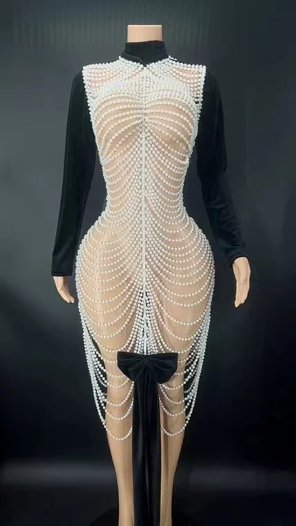 Sexy See through Perler Beads Pearls stones long Dress Party Birthday Prom Ball Women Rhinstone Elegant Banquet Vestidos Dress
Sexy See through Perler Beads Pearls stones long Dress Party Birthday Prom Ball Women Rhinstone Elegant Banquet Vestidos Dress