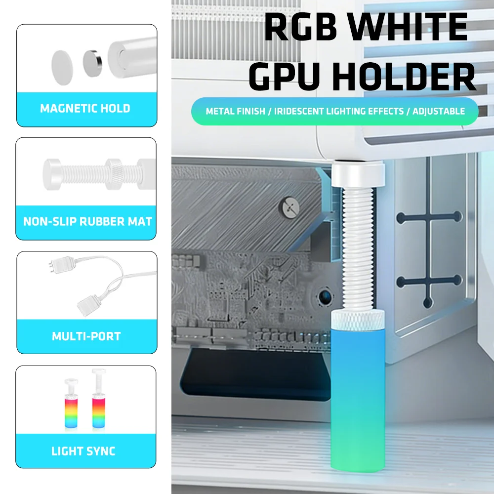 Регулируемый магнитный держатель для видеокарты RGB ARGB, кронштейн для поддержки графических карт, предотвращающий провисание, 5В 3Pin SYNC, аксессуары для ПК
Регулируемый магнитный держатель для видеокарты RGB ARGB, кронштейн для поддержки графических карт, предотвращающий провисание, 5В 3Pin SYNC, аксессуары для ПК