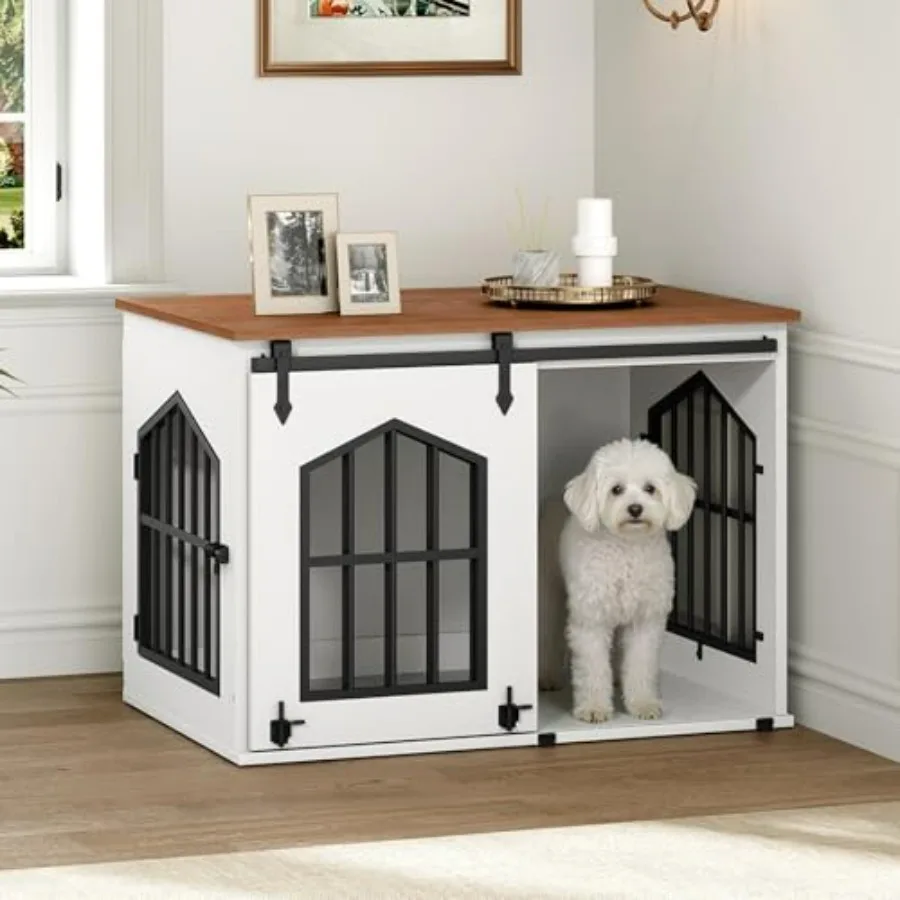 Dog Crate Furniture, 31.5" Farmhouse Dog Kennel with Sliding Barn Door, Wooden Dog Cage for Small Medium Dogs, Decorative Pet H
Dog Crate Furniture, 31.5" Farmhouse Dog Kennel with Sliding Barn Door, Wooden Dog Cage for Small Medium Dogs, Decorative Pet H