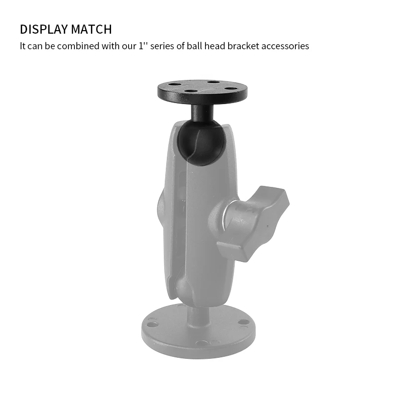 1-inch aluminum alloy ball head base, aluminum alloy round four-hole, center space 21.2*21.2mm, compatible with RAM mounts
1-inch aluminum alloy ball head base, aluminum alloy round four-hole, center space 21.2*21.2mm, compatible with RAM mounts