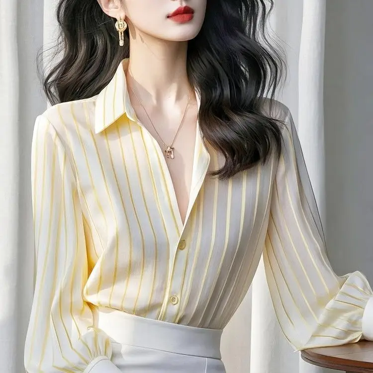 Yellow Striped Shirt Spring New Luxury Advanced Sense Age-Reducing Elegant Unique Beautiful French Style Women's Top
Yellow Striped Shirt Spring New Luxury Advanced Sense Age-Reducing Elegant Unique Beautiful French Style Women's Top