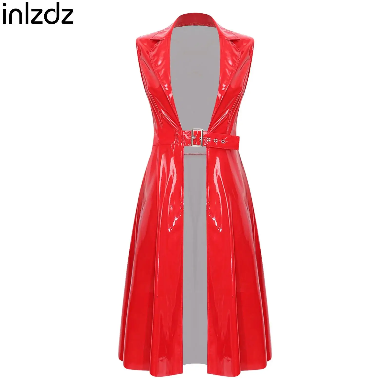 Glossy PU Long Trench Coat for Women Sleeveless Lapel Open Front Adjustable Buckle Waist Jacket Blazer for Cosplay Party
Glossy PU Long Trench Coat for Women Sleeveless Lapel Open Front Adjustable Buckle Waist Jacket Blazer for Cosplay Party