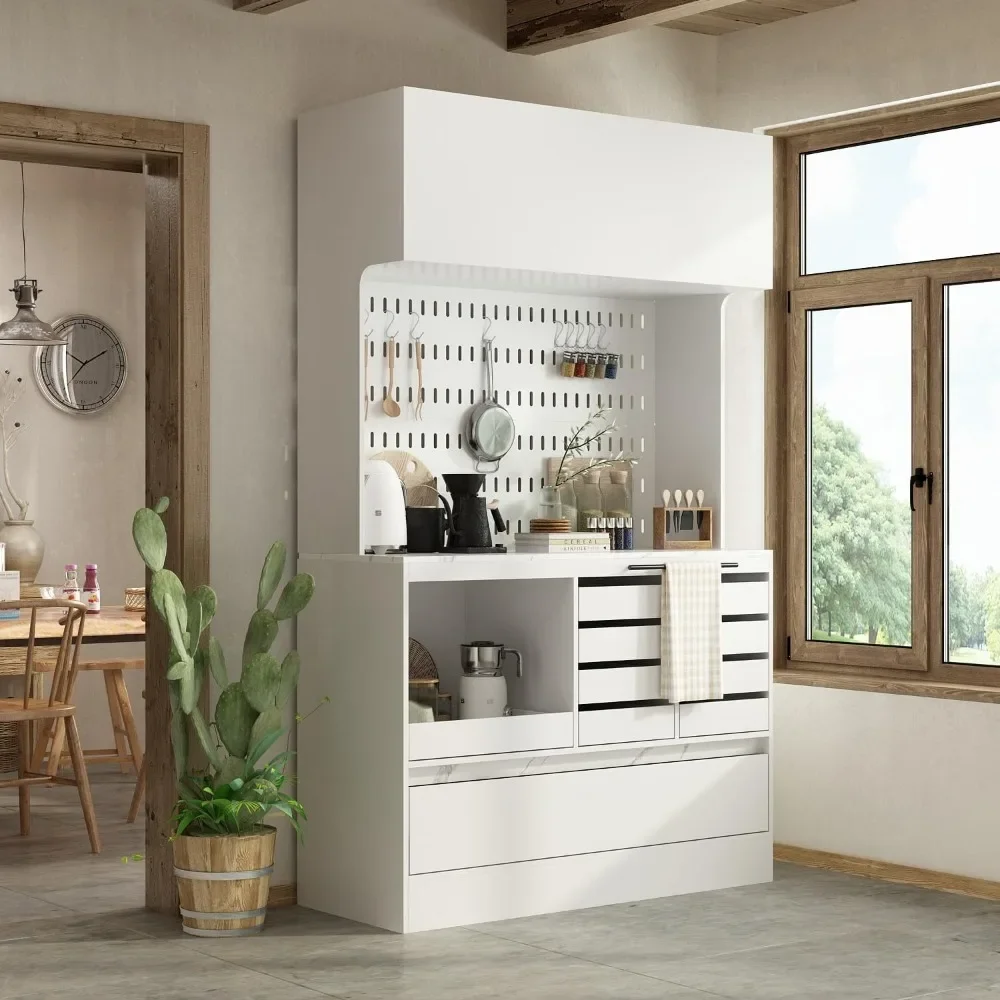 Large Kitchen Pantry Storage Cabinet with Pegboard & Hutch, Kitchen Buffet Cabinet Cupboard with 9 Drawers, Hooks
Large Kitchen Pantry Storage Cabinet with Pegboard & Hutch, Kitchen Buffet Cabinet Cupboard with 9 Drawers, Hooks