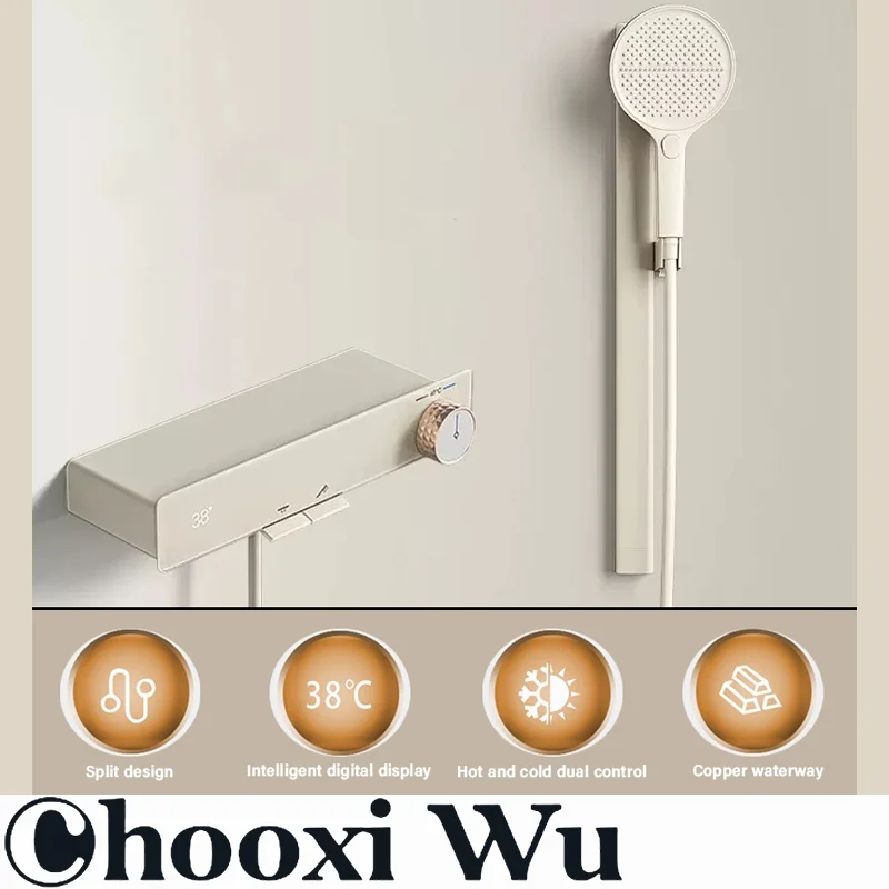 Bathroom split shower set, intelligent digital display, hot and cold dual control, multi-function hand shower
Bathroom split shower set, intelligent digital display, hot and cold dual control, multi-function hand shower