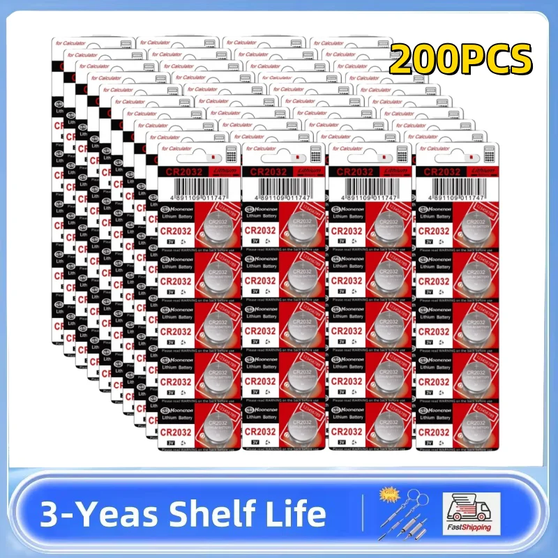 200PCS CR2032 Boutton Cell Battery 3V Lithium Batteries CR 2032 for Watch Keys Calculator Controller Timer Led Lights
200PCS CR2032 Boutton Cell Battery 3V Lithium Batteries CR 2032 for Watch Keys Calculator Controller Timer Led Lights