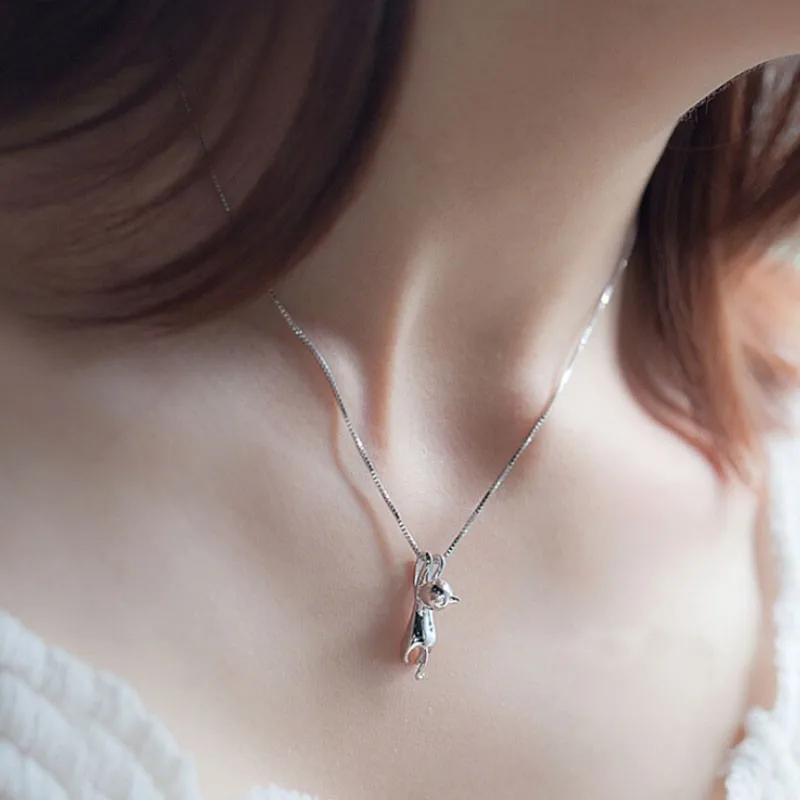 Silver Plated Hanging Cat Pendant Necklace Women Cute Animal Charm Chain Jewelry Gift
Silver Plated Hanging Cat Pendant Necklace Women Cute Animal Charm Chain Jewelry Gift